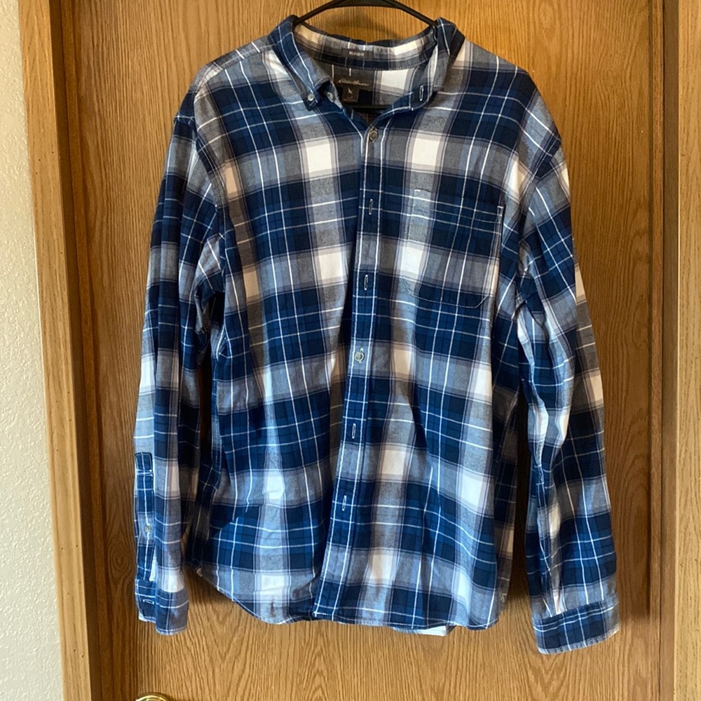 Eddie Bauer Blue Plaid Button Down